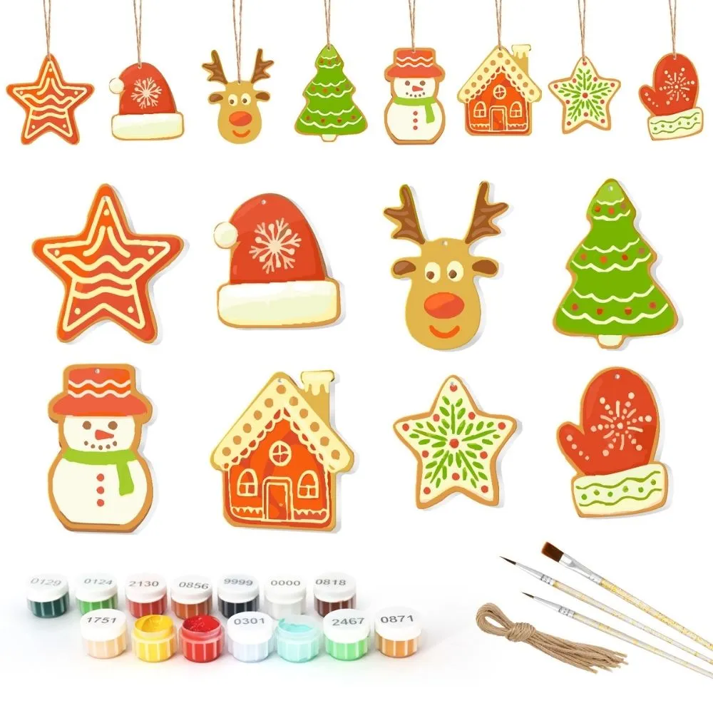 Figured'Art Kerstdorp kerstornamenten schilderen op nummer 8 stuks
