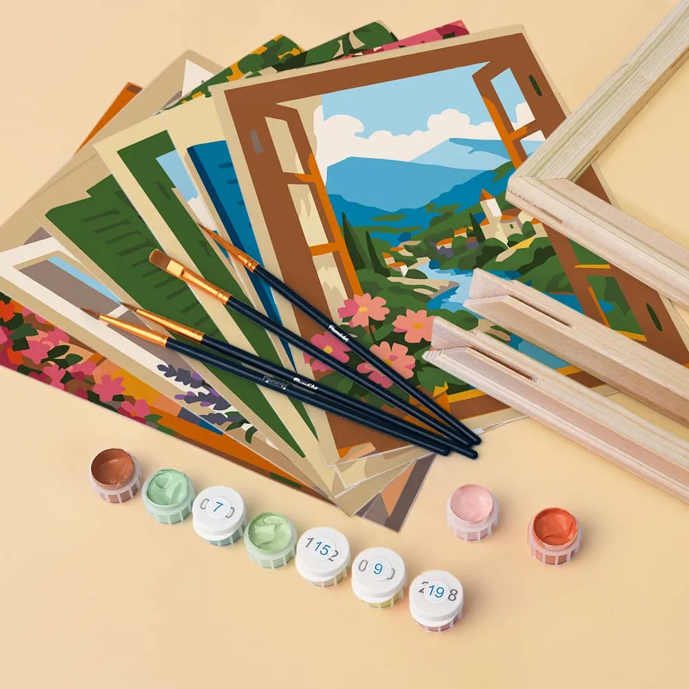 Figured'Art Mini Uitzichten door het Raam schilderen op nummer 6 stuks