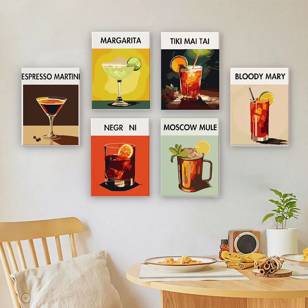 Serie Kunst Mixologie van Moderne Bar 3 mini schilderen op nummer 15x20