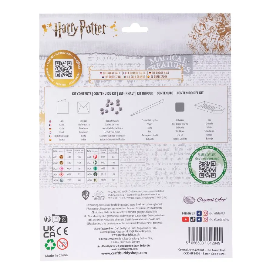 Craft Buddy Crystal Art Harry Potter The Great Hall kaart 18x18cm