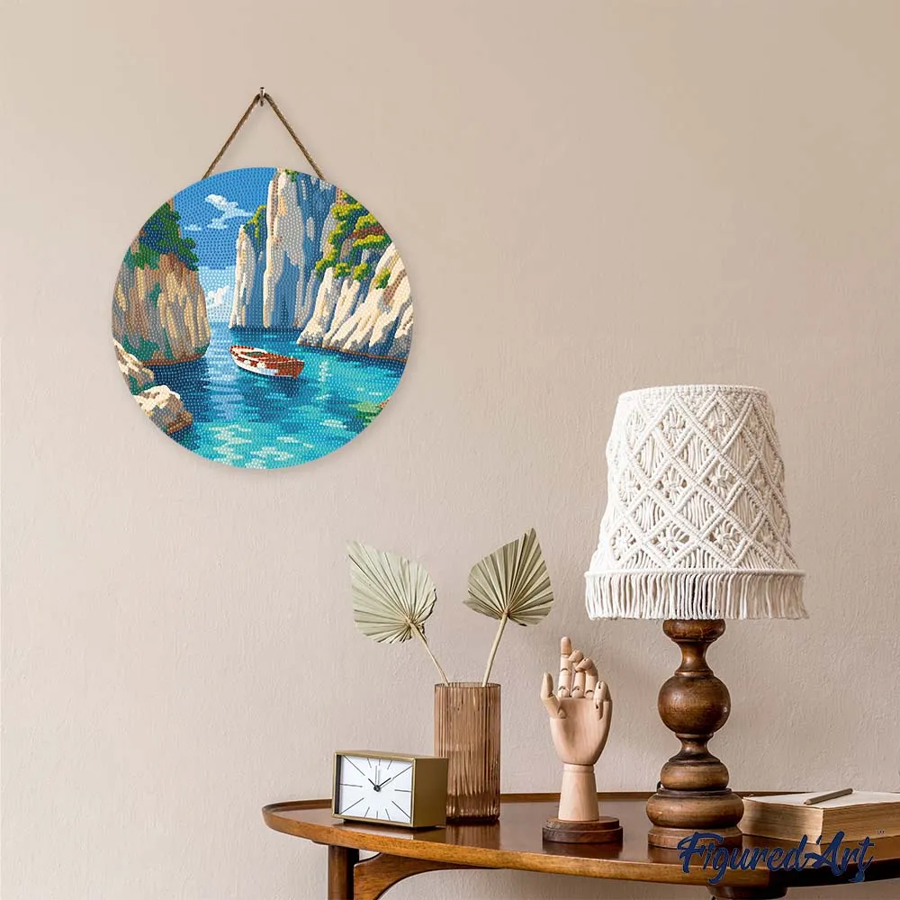 Figured'Art Rustige Blauwe Inham Diamond Painting Hout 30 cm