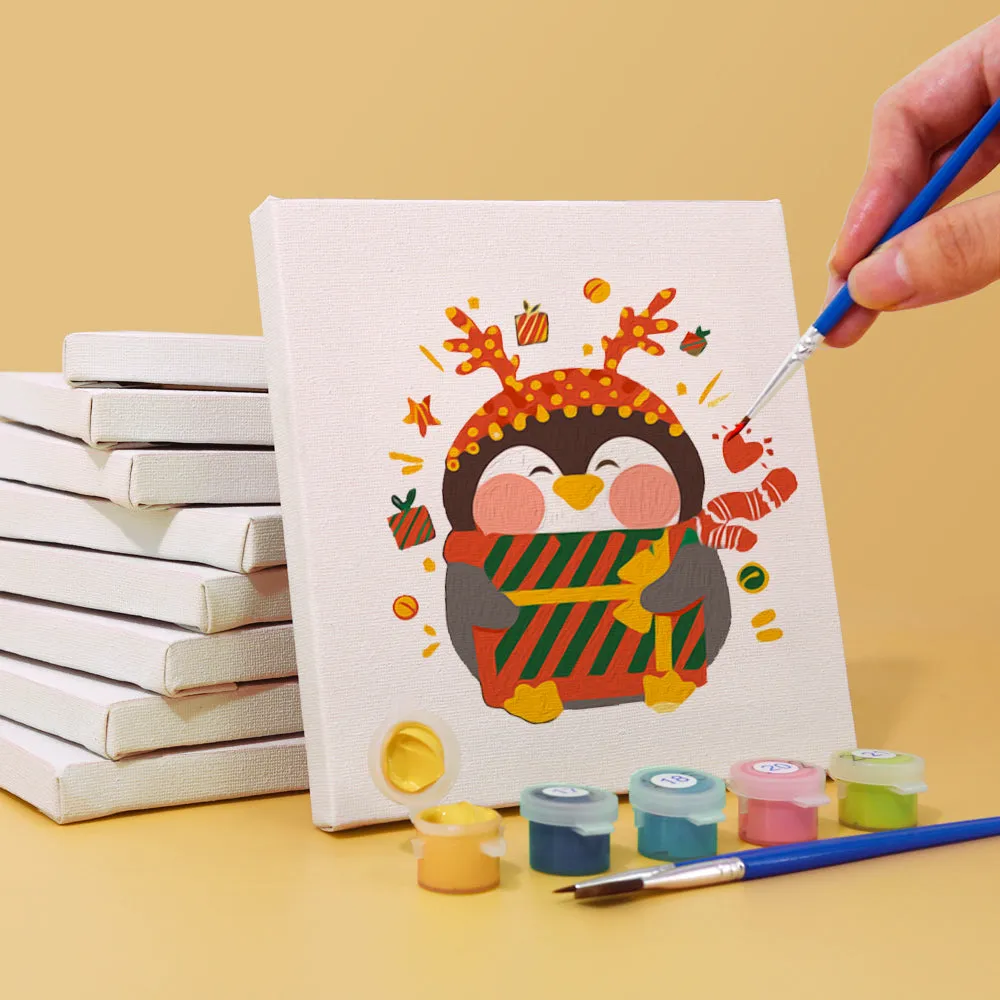 Figured'Art Kerst Winter Pinguïn mini schilderen op nummer 6 stuks