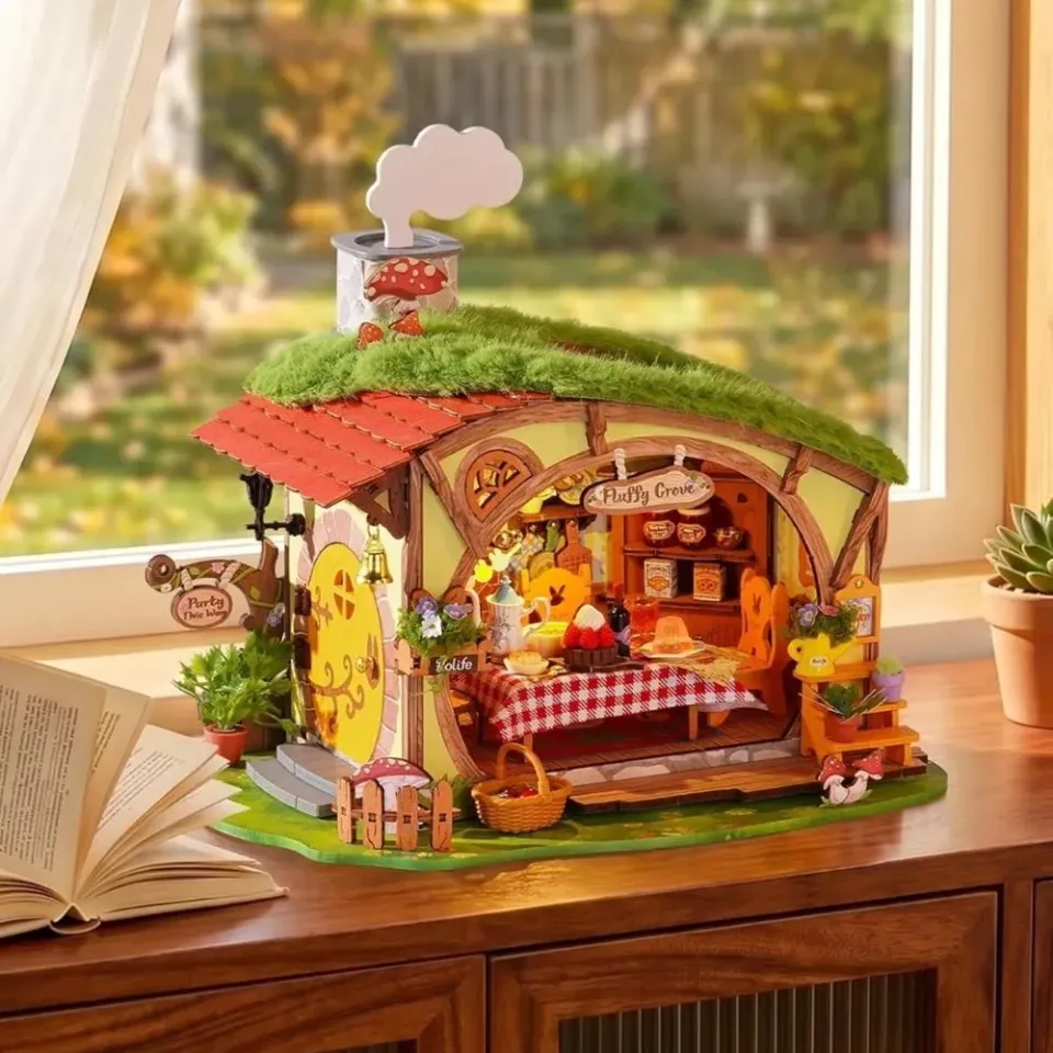 Figured'Art Het huis in het bos miniatuurhuisje 3D puzzel met led