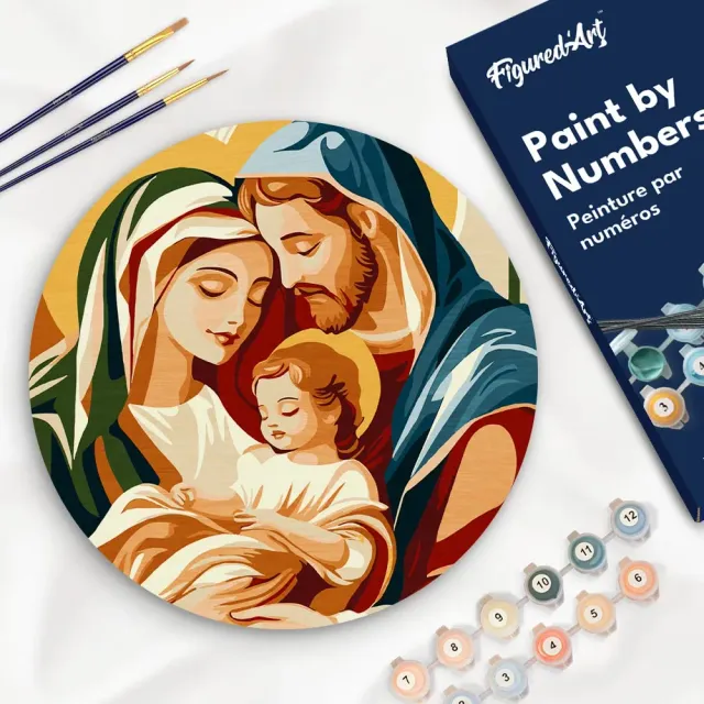 Figured'Art Heilige Familie schilderen op nummer hout 30 cm kerst
