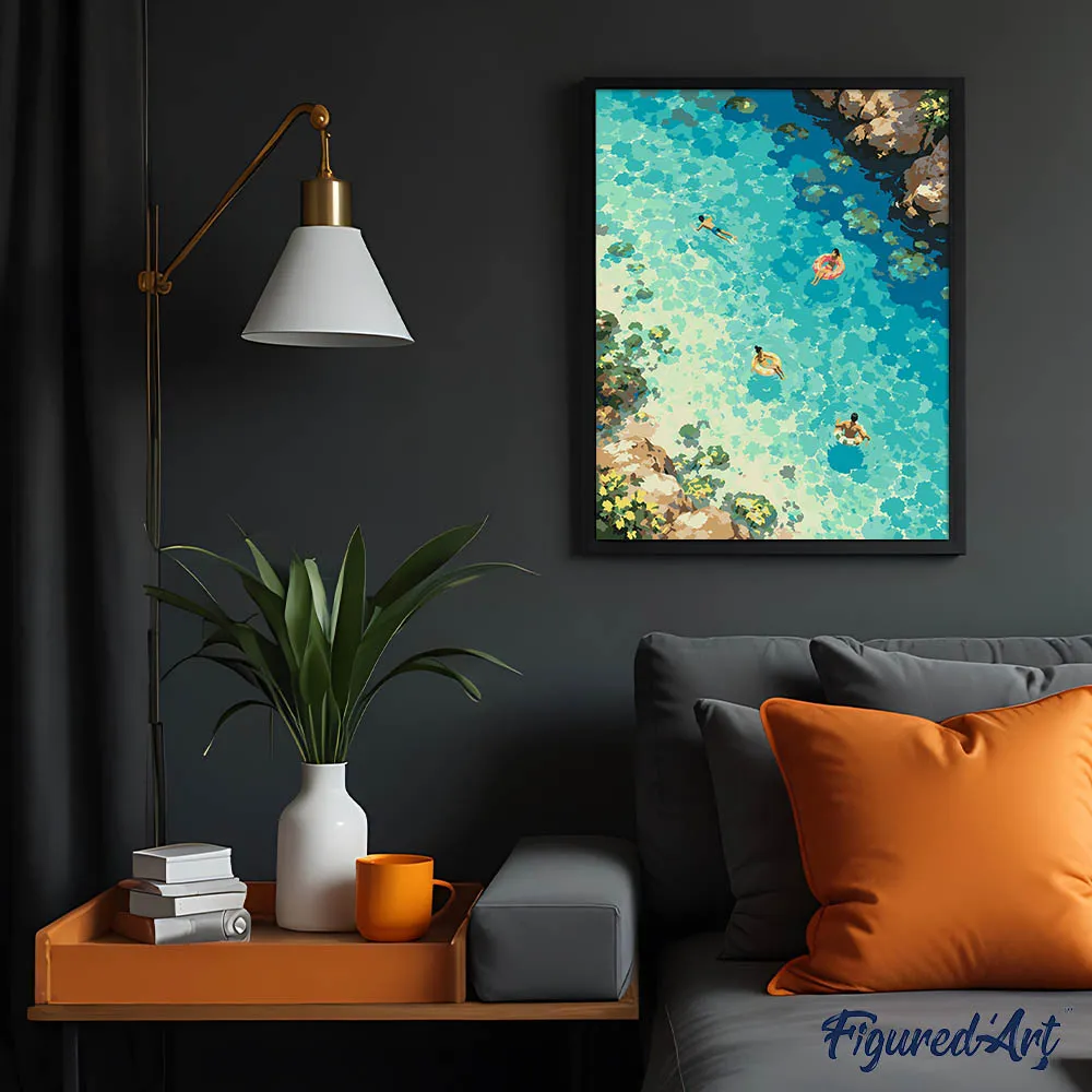 Figured'Art Turkoois Paradijs schilderen op nummer canvas 40x50cm