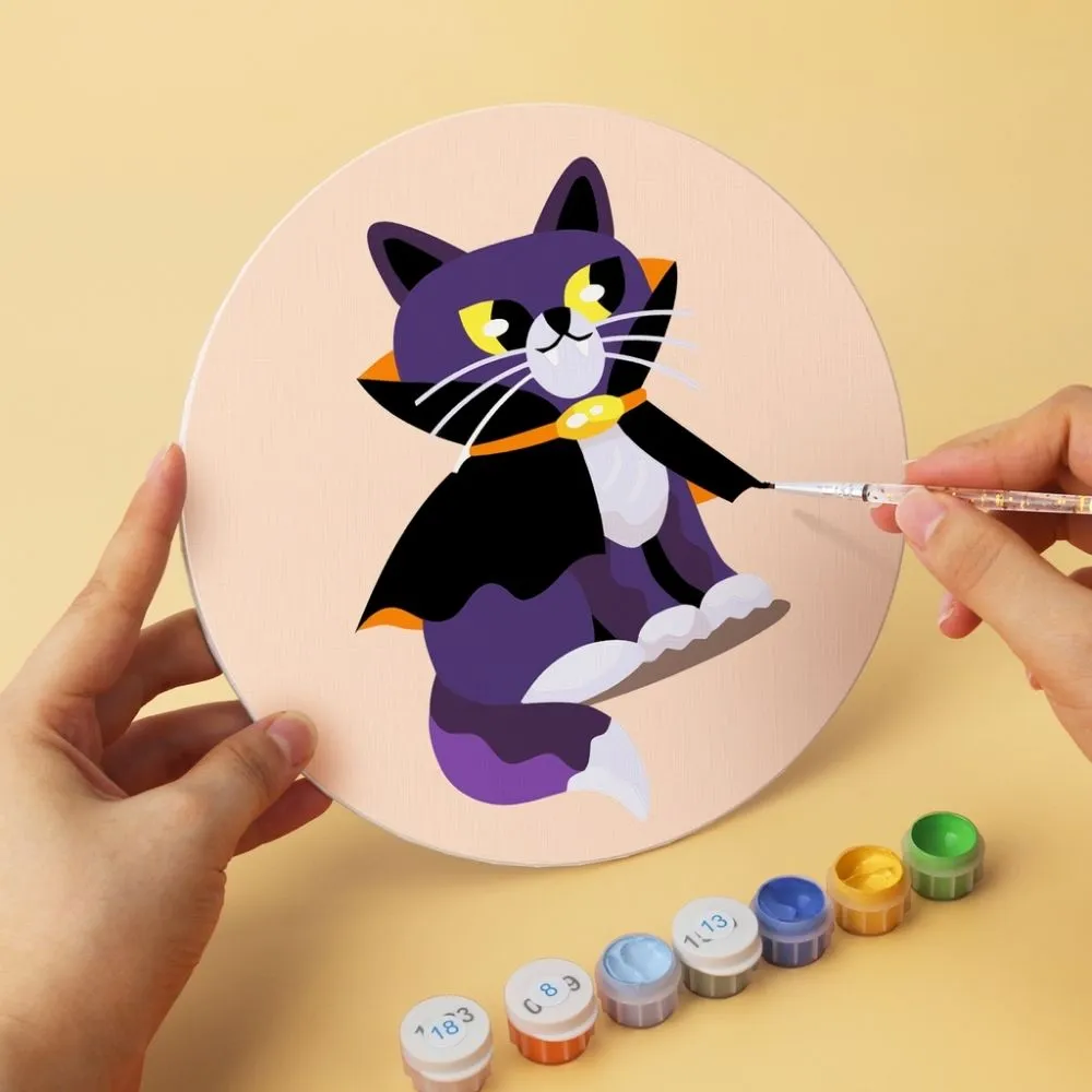 Figured'Art Mini Serie Kat en middernachtmagie Schilderen op Nummer 6x Ø20cm
