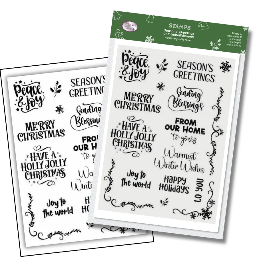 Craft Buddy Seasonal Greetings and Embellishments A5 stempelset kerst