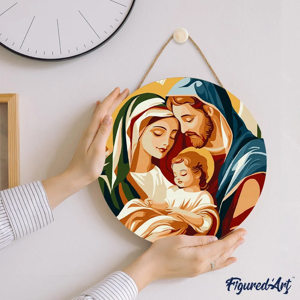 Figured'Art Heilige Familie schilderen op nummer hout 30 cm kerst