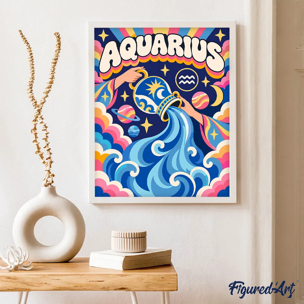 Figured'Art Retro Sterrenbeeld Waterman schilderen op nummer 40x50 cm