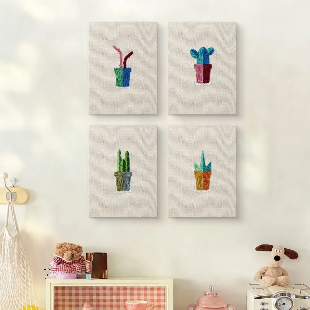 Figured'Art Kleine Vetplanten Potjes 2 punch needle set 4 stuks