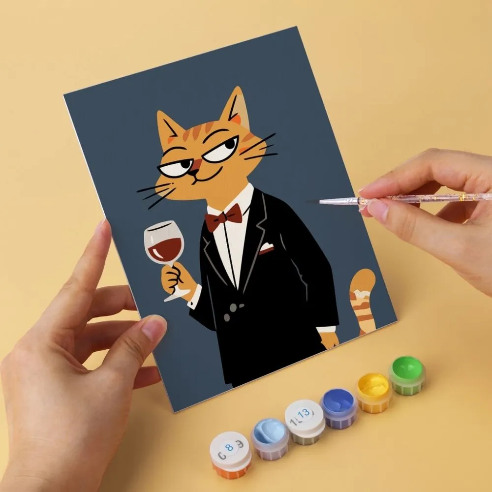 Figured'Art Stijlvolle katten mini schilderen op nummer 15x20cm 6 stuks