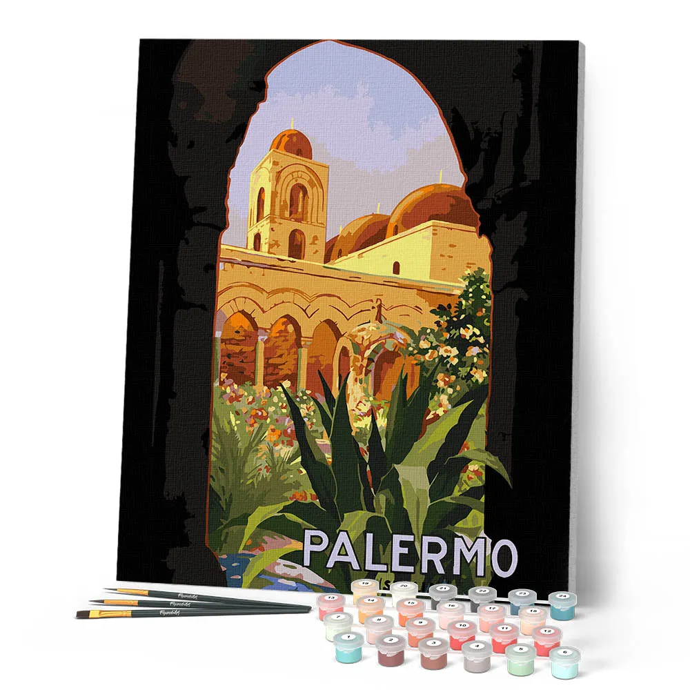 Figured'Art Binnenplaats van Palermo schilderen op nummer 40x50cm