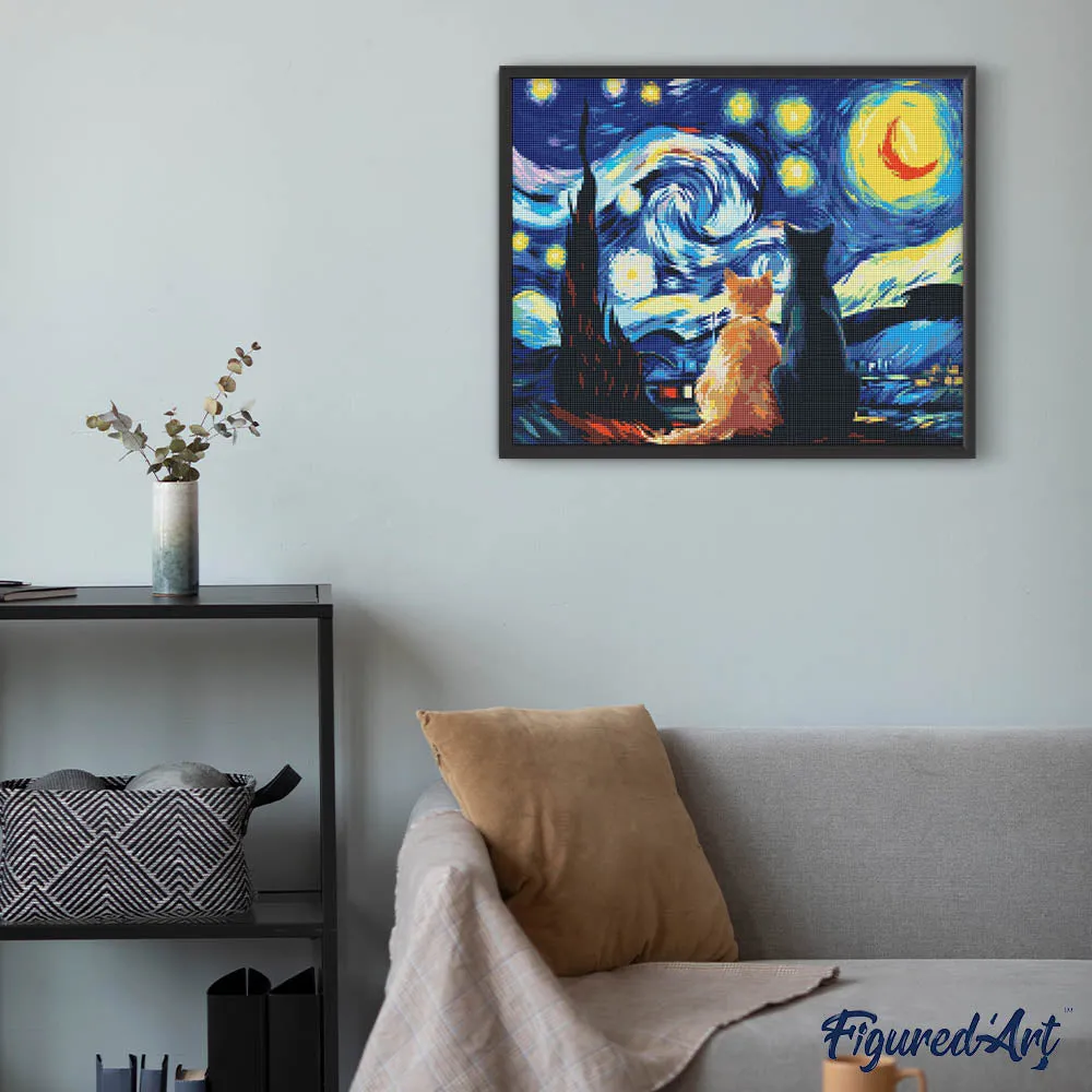 Figured'Art Sterrennacht metgezellen diamond painting 40x50cm vierkant