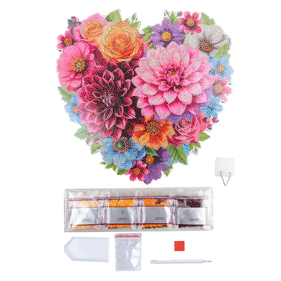 Craft Buddy Crystal Art Floral Heart raamhanger diamond painting 30 cm