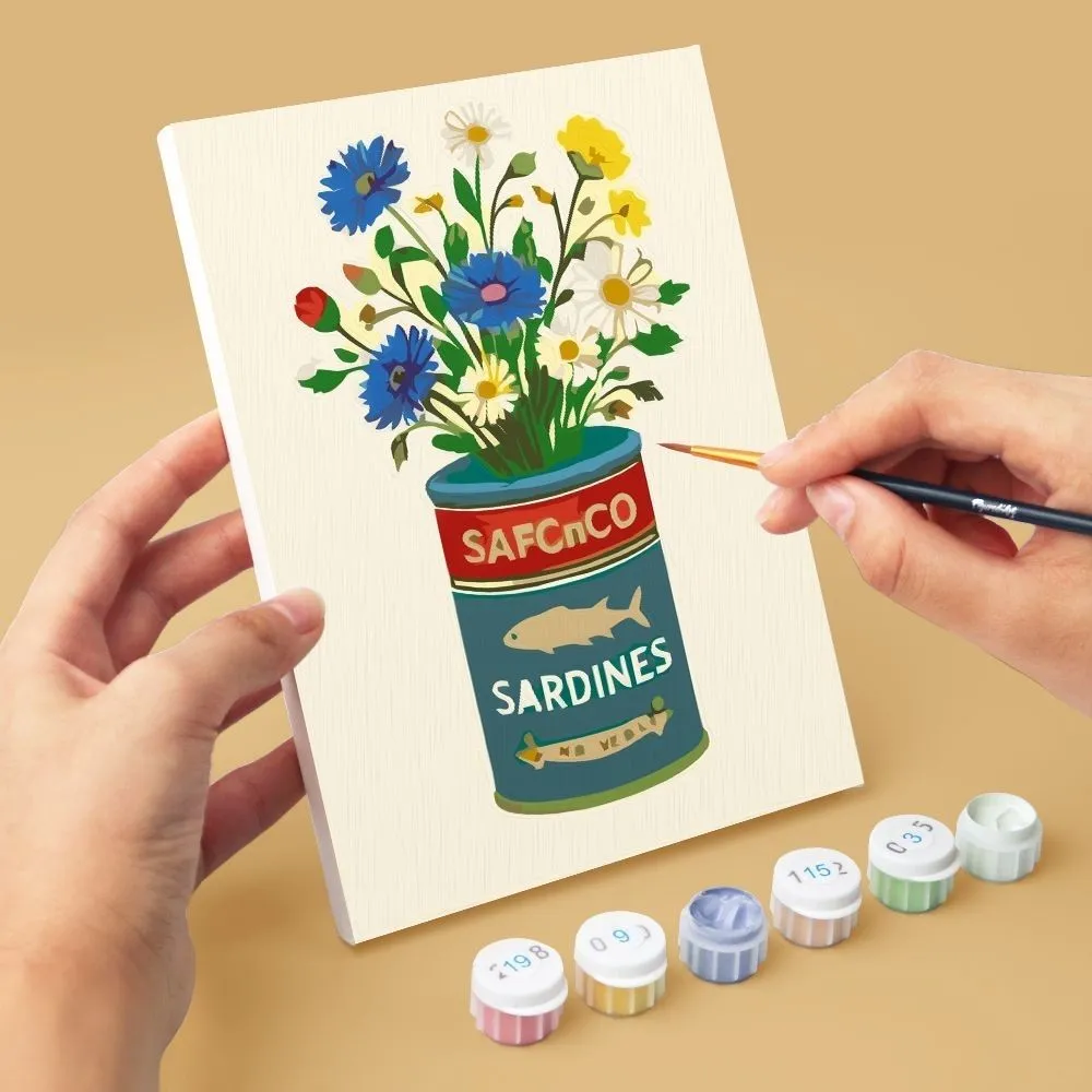 Figured'Art Bloeiende Flessen mini schilderen op nummer 15x20cm 6 stuks