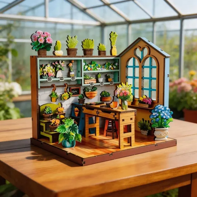 Figured'Art Hoek van de Bloemenwinkel Miniatuurhuisje 3D Puzzel 156