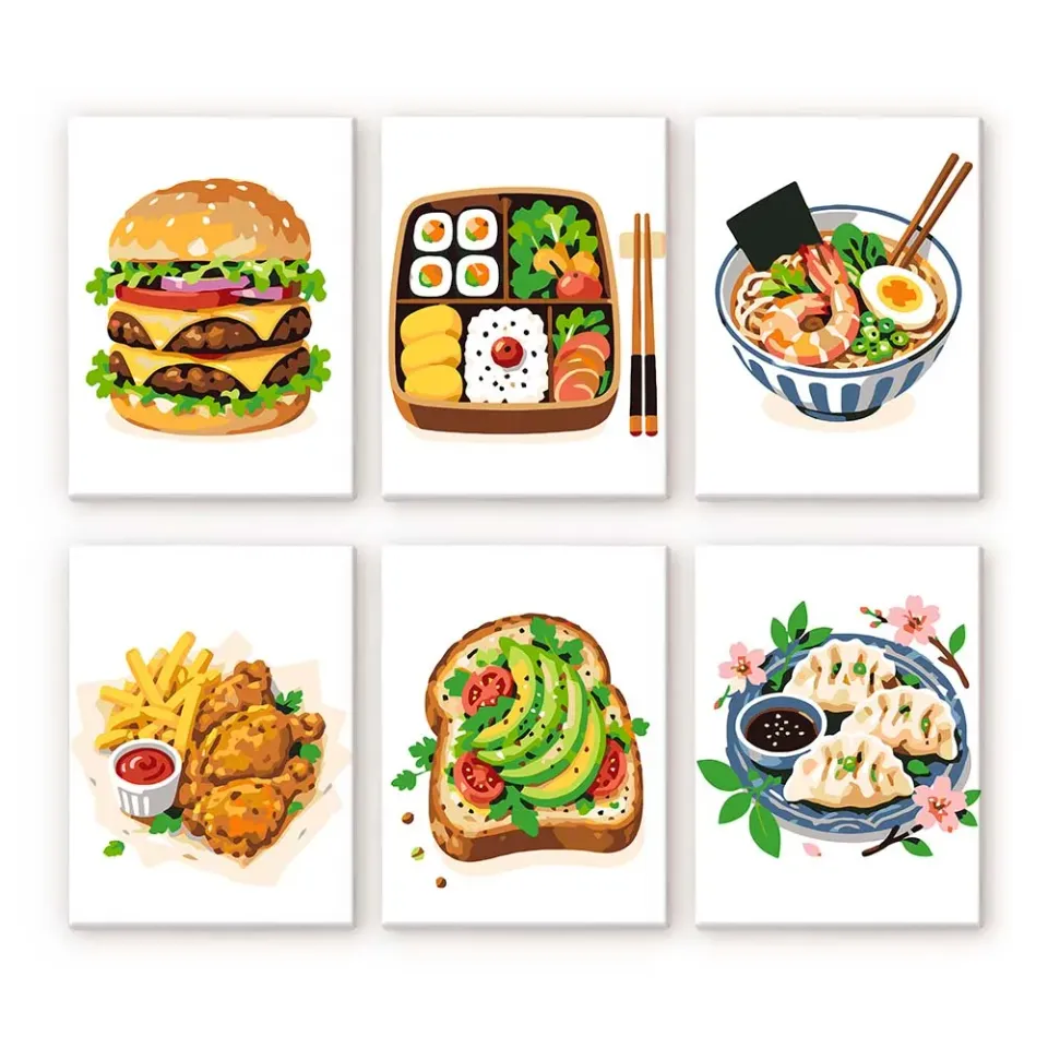 Figured'Art Mini Serie Heerlijk Eten Set schilderen op nummer 15x20cm 6 stuks eenvoudig
