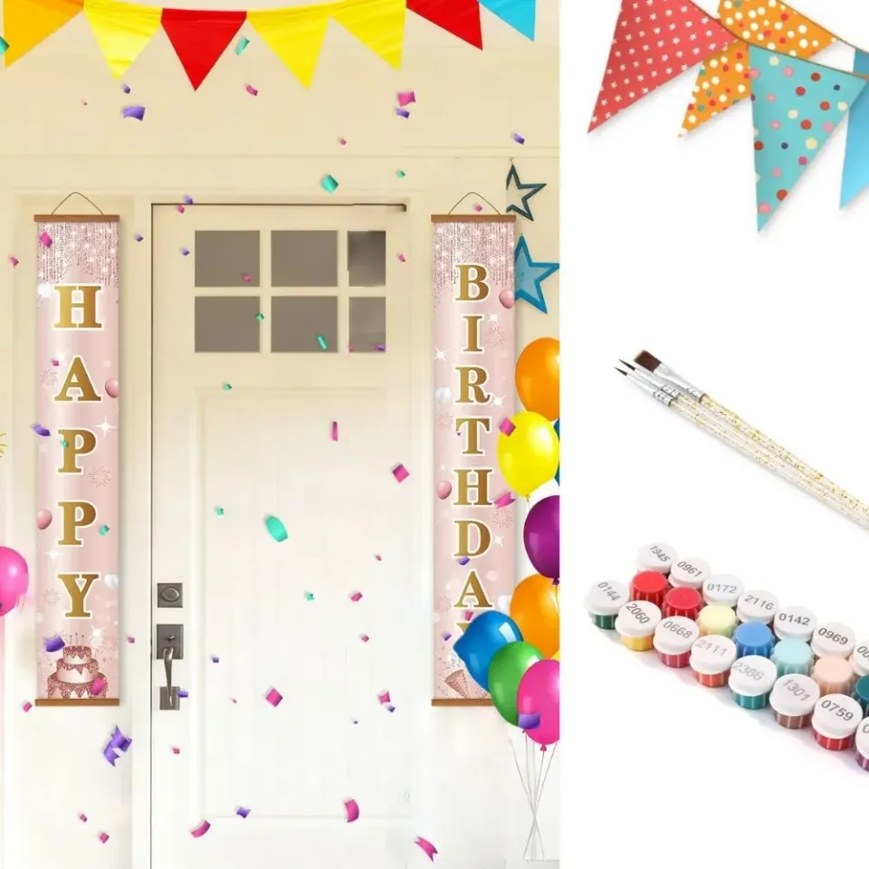 Figured'Art Confetti-Feston deur banners schilderen 2 stuks