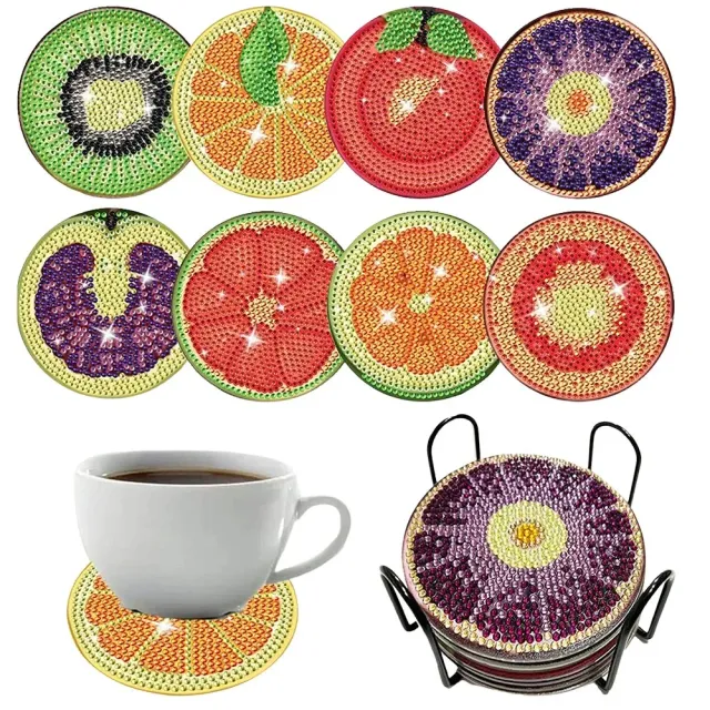 Figured'Art Fruit diamond painting onderzetters 8 stuks
