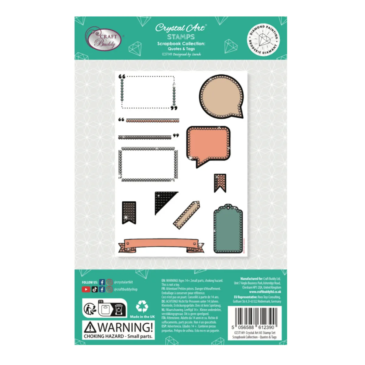 Craft Buddy Crystal Art Quotes & Tags stempelset A5 scrapbook
