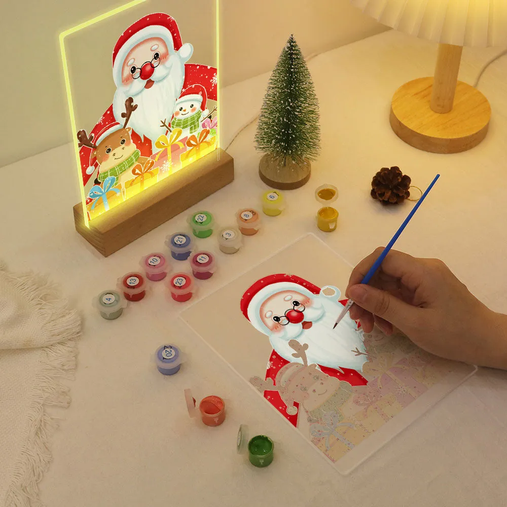 Figured'Art Kerstman 04 schilderen op nummer 15x20 cm met LED