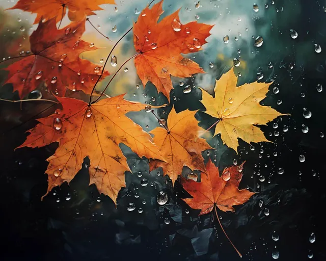Figured'Art Esdoornbladeren na de Regen diamond painting 40x50