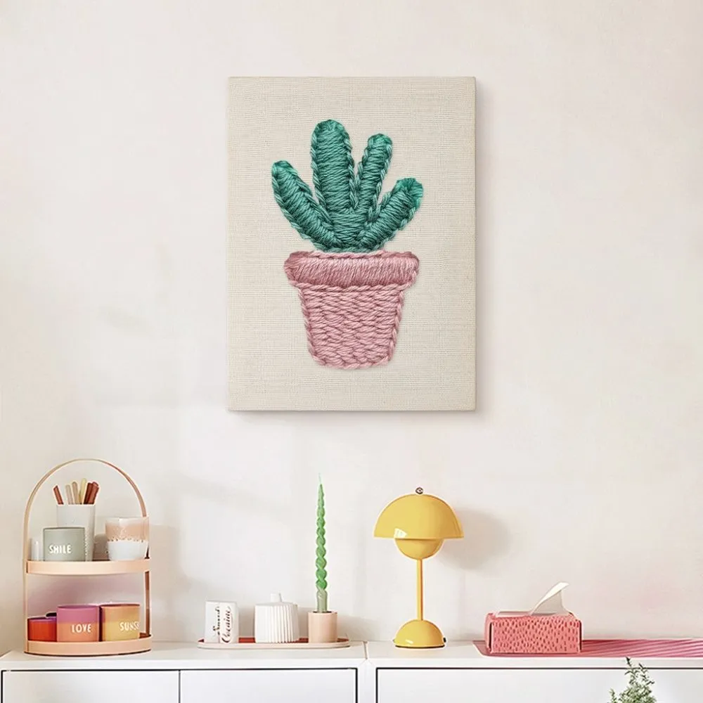 Figured'Art Kawaii Cactus punch needle pakket met frame 20x30 cm