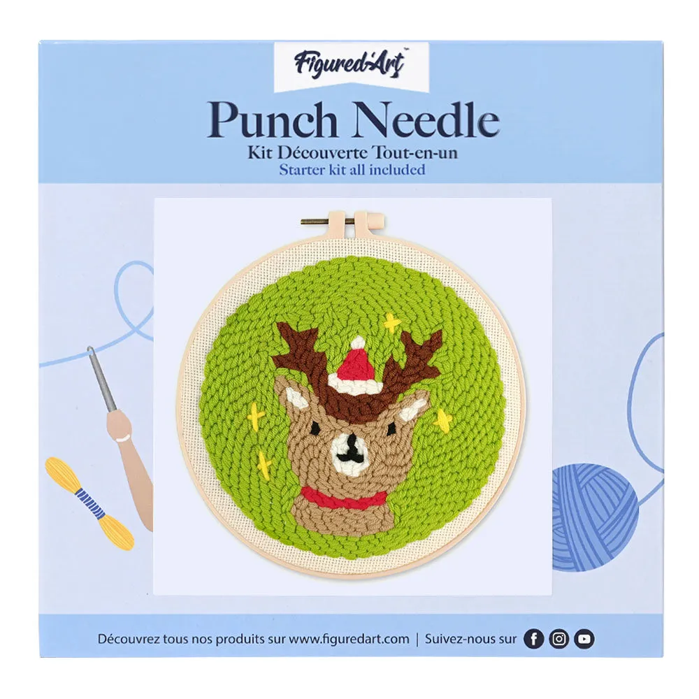 Figured'Art Kerstrendier punch needle pakket 20x20 cm wol