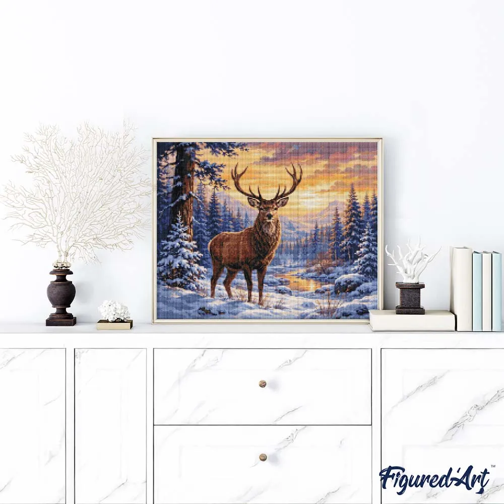 Figured'Art Majestueuze Winterhert diamond painting 40x50cm full drill