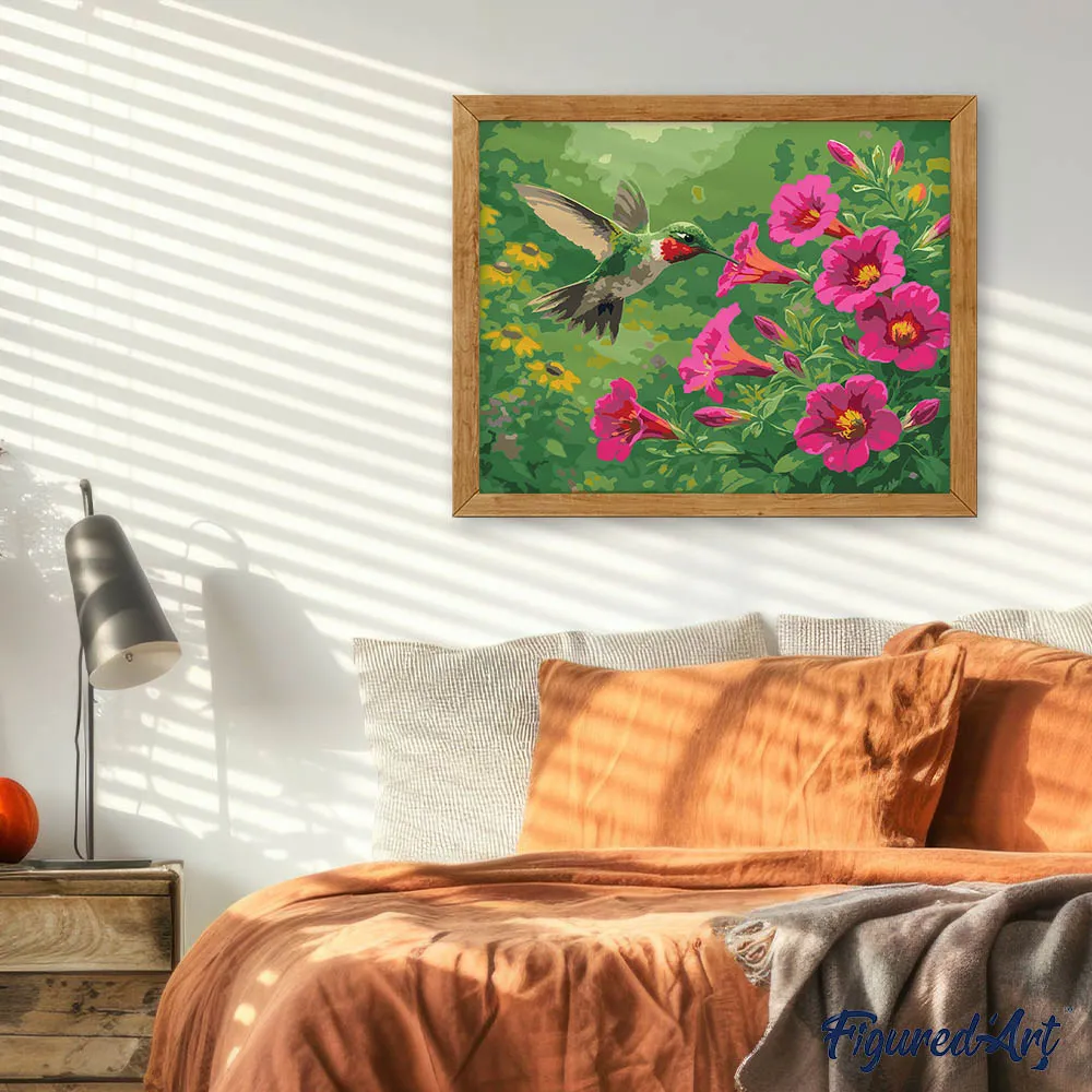 Figured'Art Fladderende Kolibrie schilderen op nummer 40x50 cm