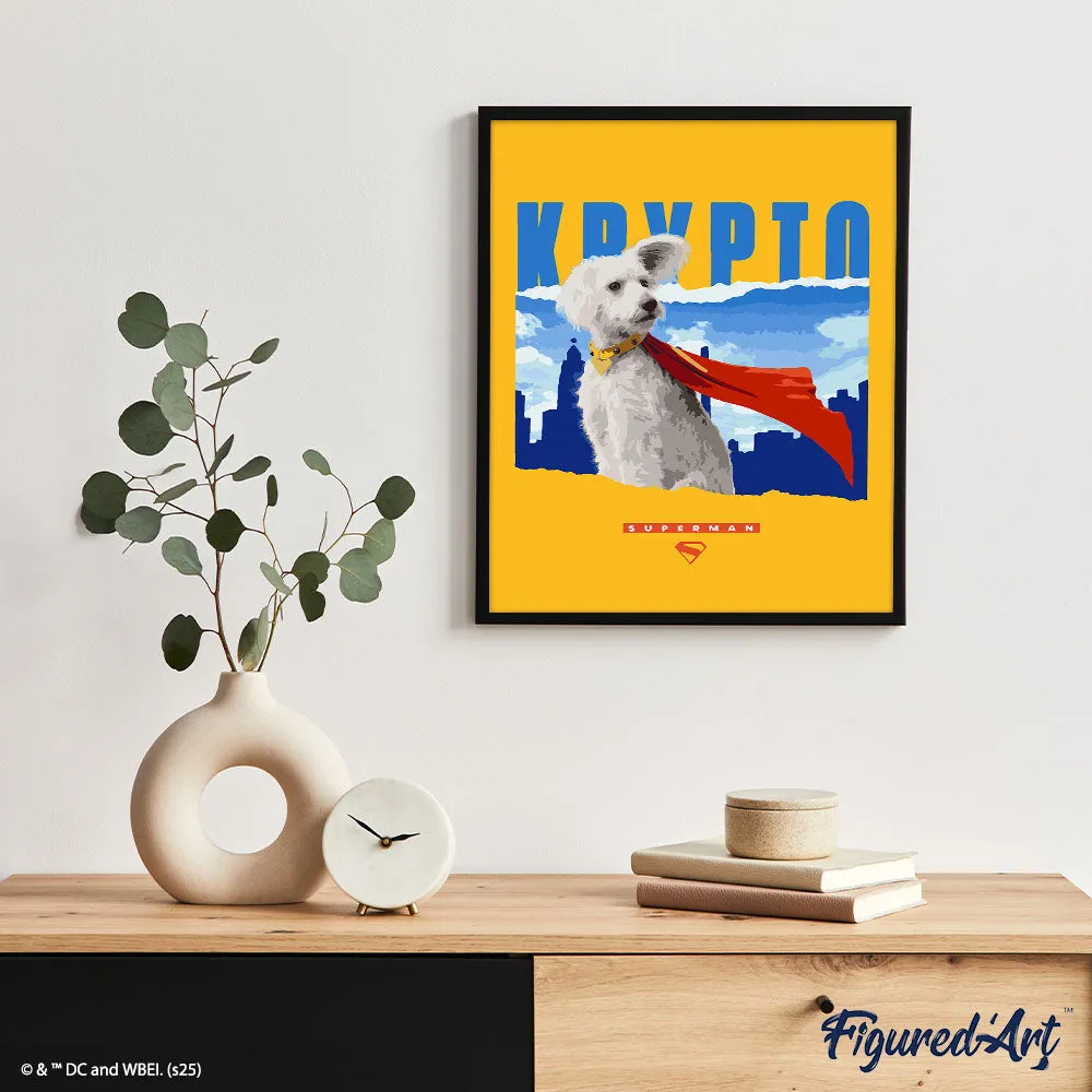 Figured'Art Superman Krypto schilderen op nummer 40x50 DC collector