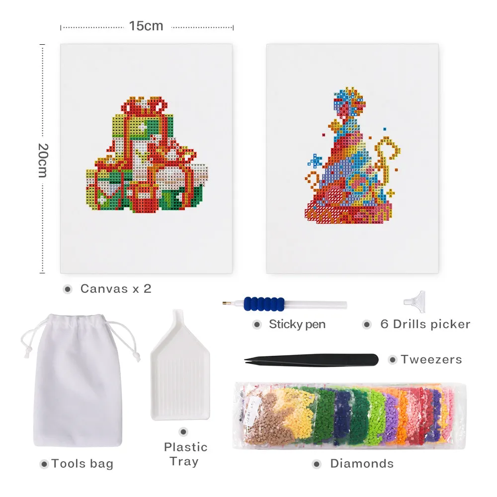 Figured'Art Dranken en Feestelijke Kronen diamond painting 15x20cm 2 stuks
