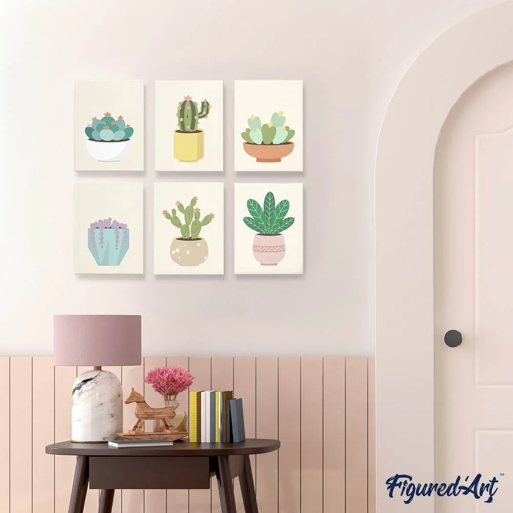 Figured'Art Cactuscollectie 2 mini schilderen op nummer 15x20 6x