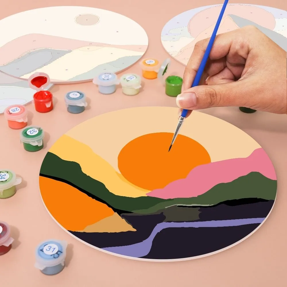 Figured'Art Moderne Abstracte Berg placemats schilderen op nummer 20 cm 6 stuks