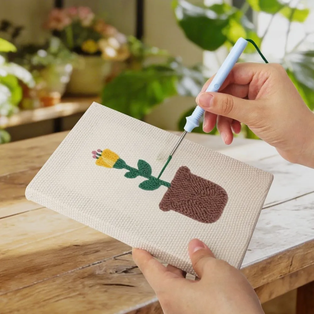 Figured'Art Bloeiende Bloemen punch needle set 4 stuks met frames zacht