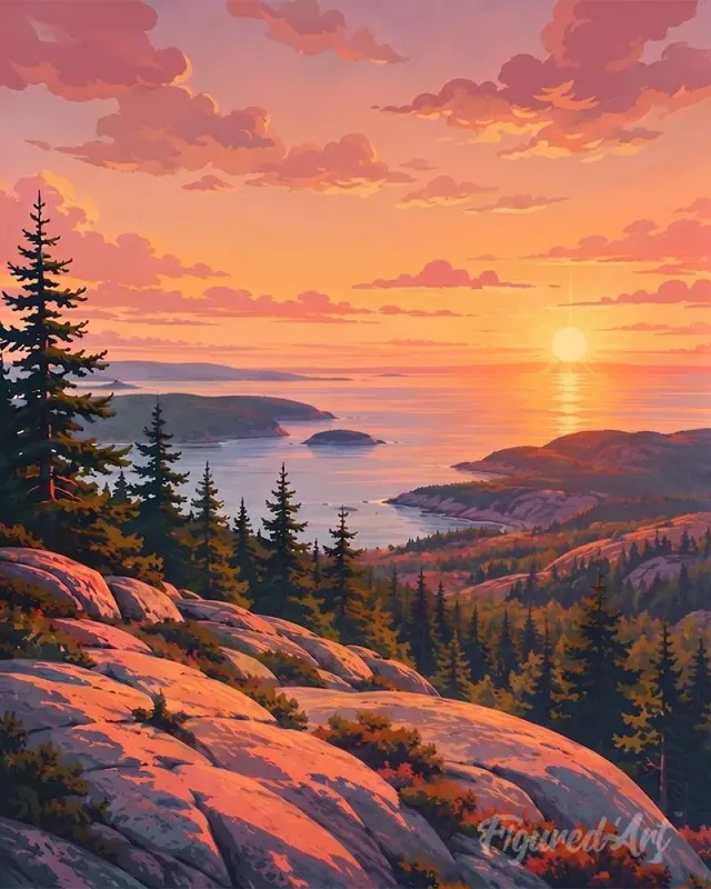 Figured'Art Acadia National Park diamond painting 20x25cm vierkant
