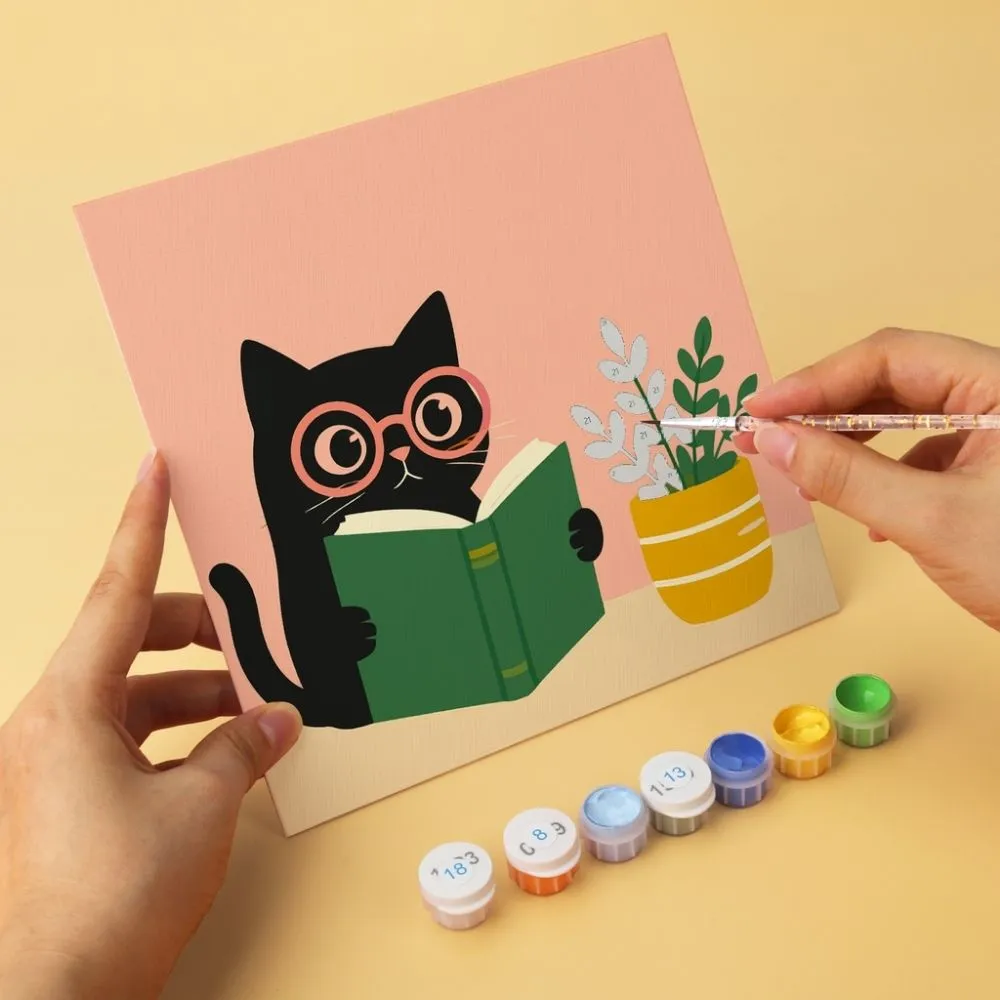 Figured'Art Literaire katten schilderen op nummer 20x20cm 6 stuks