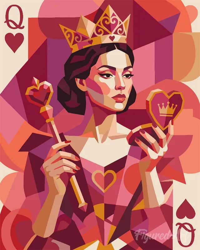 Figured'Art Hartenkoningin schilderen op nummer 40x50 cm pop art