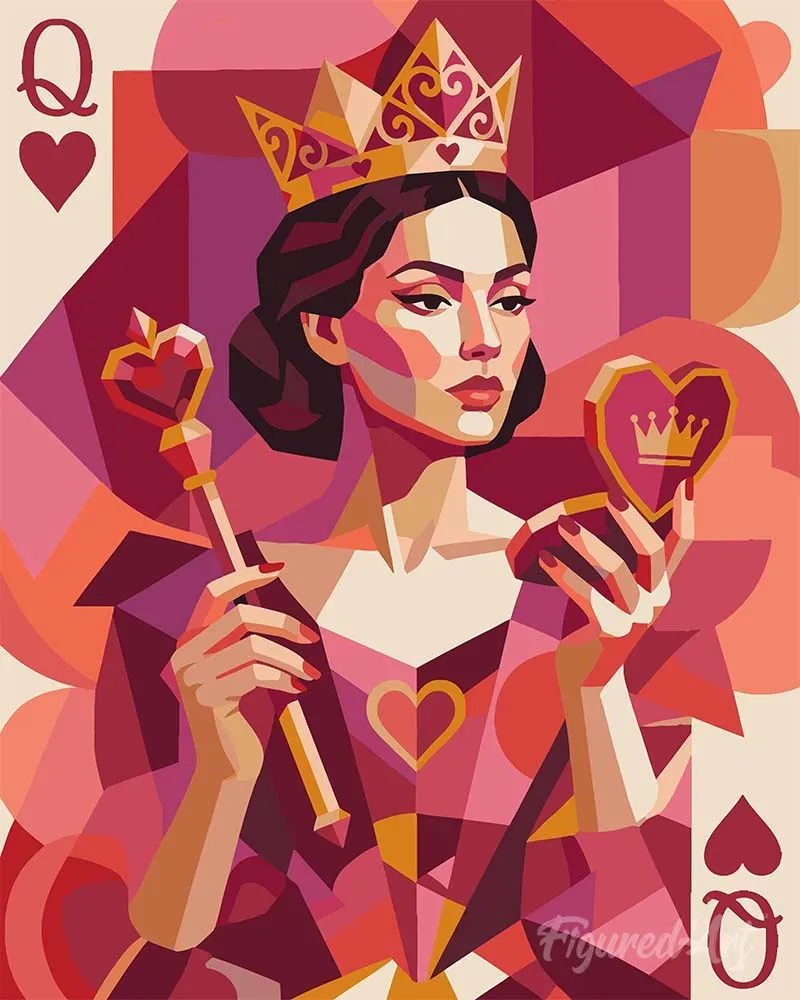 Figured'Art Hartenkoningin schilderen op nummer 40x50 cm pop art