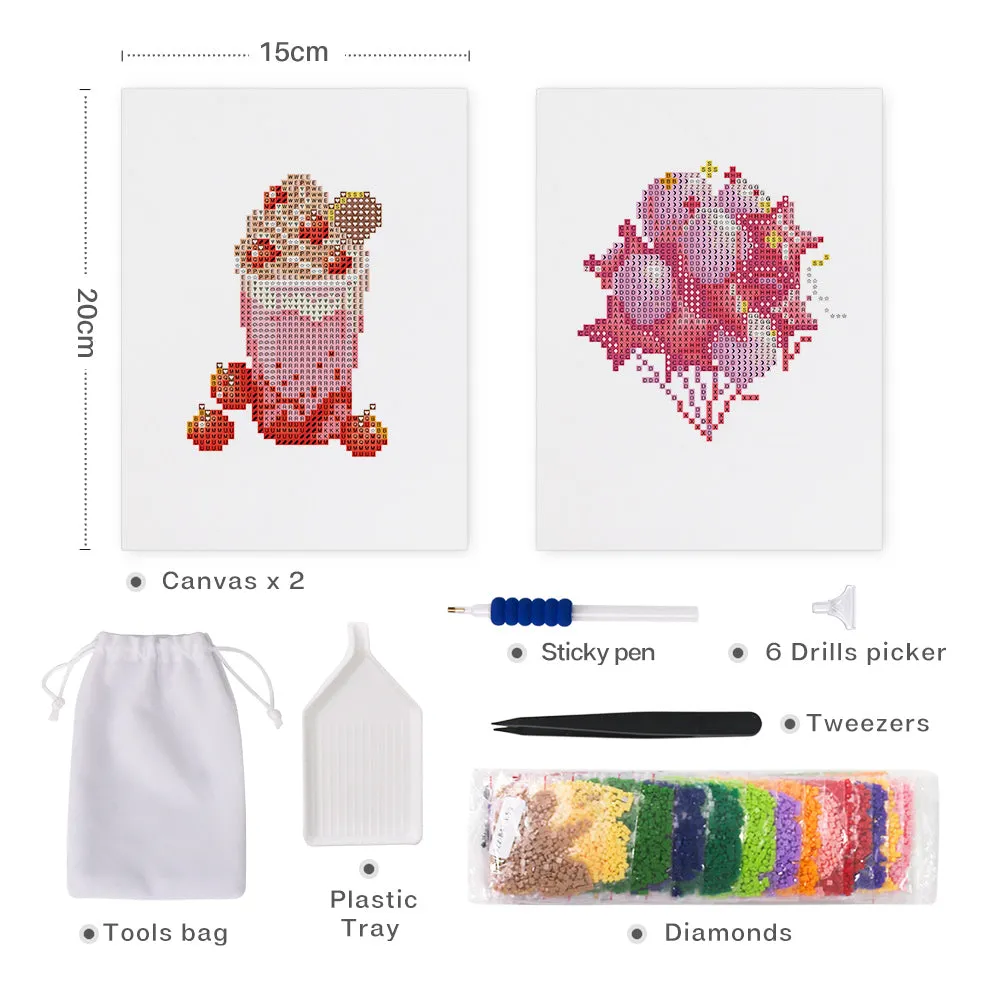 Figured'Art Mini Diamond Painting Dranken en Bloemen 2 stuks