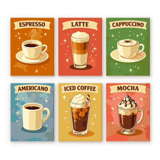 Figured'Art Mini Klassieke Koffie schilderen op nummer 15x20cm 6 stuks