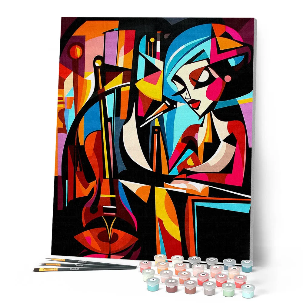 Figured'Art Jazzzangeres abstract canvas schilderen 40x50 cm