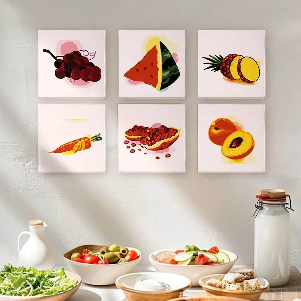 Figured'Art Fruit en Groenten schilderen op nummer 6 stuks mini