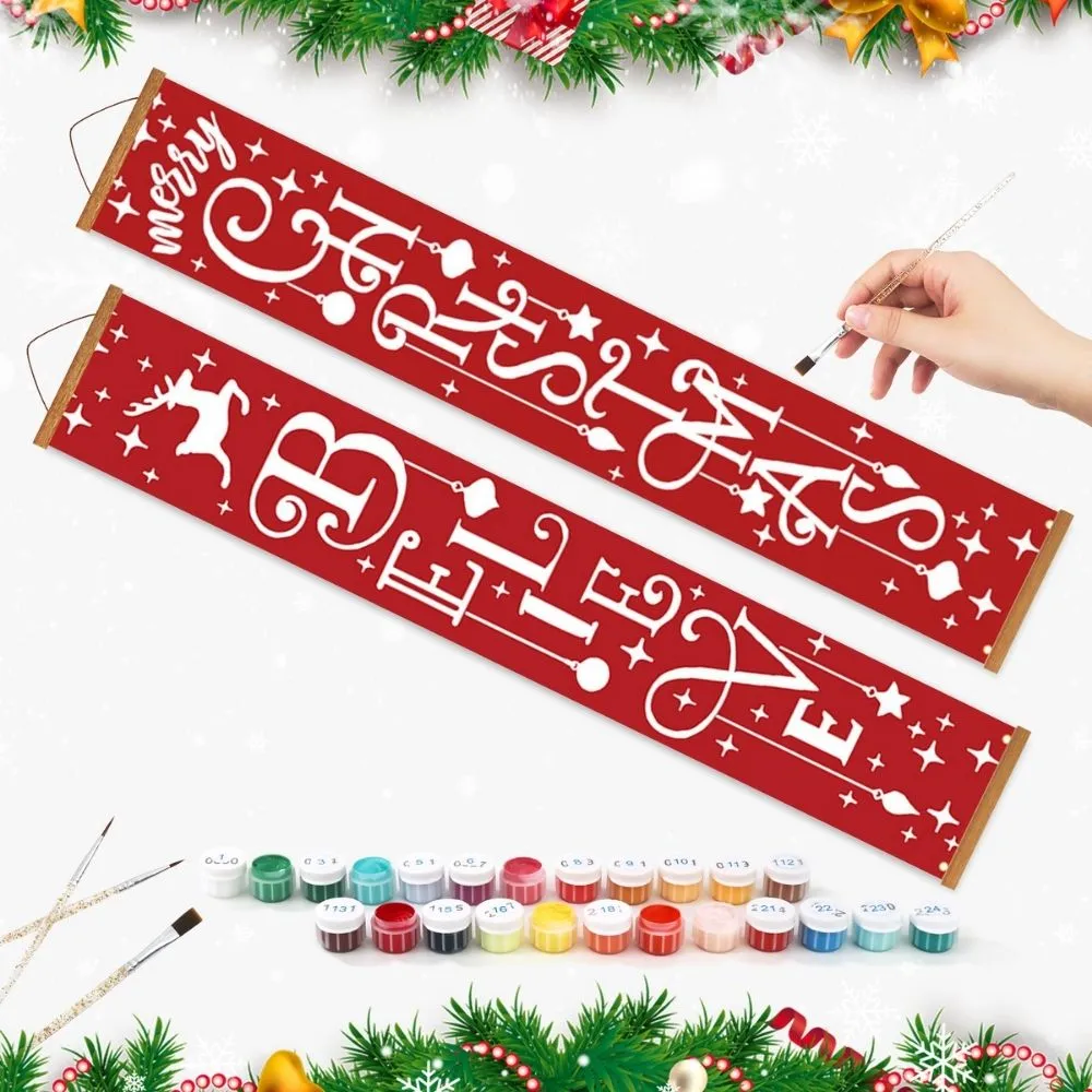 Figured'Art Geloof in Kerstmagie deur banners schilderen op nummer 20x120 cm