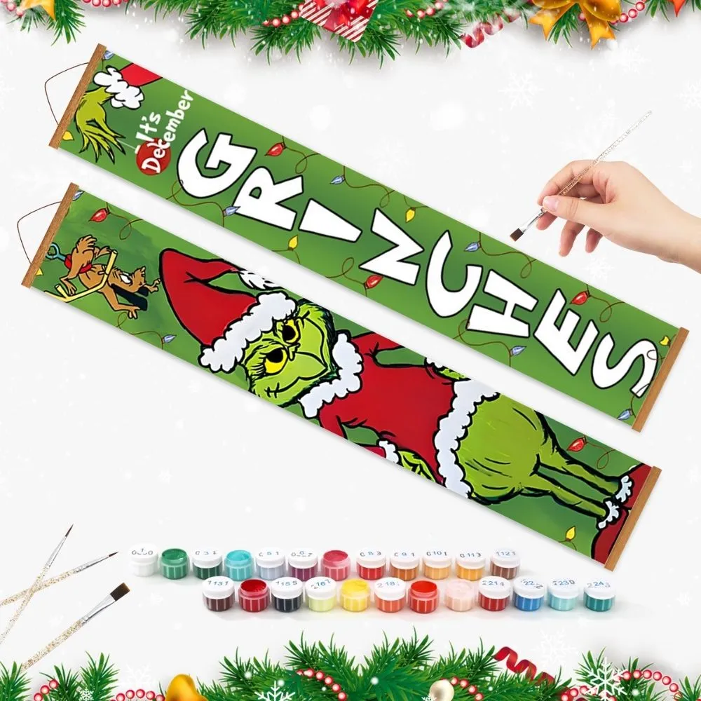 Figured'Art Kerststemming schilderen op nummer deurbanner 20x120 cm kerst