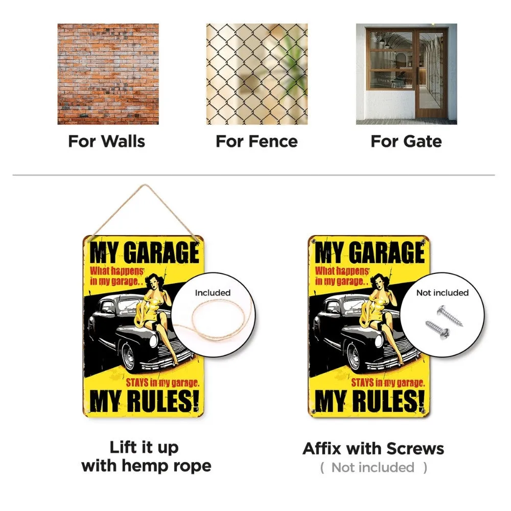 Figured'Art Mijn Garage Mijn Regels metalen poster 30x20cm