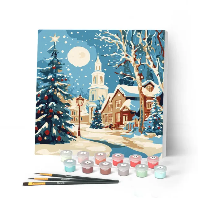Figured'Art Mini Schilderen op Nummer Kerststraat 20x20 met frame