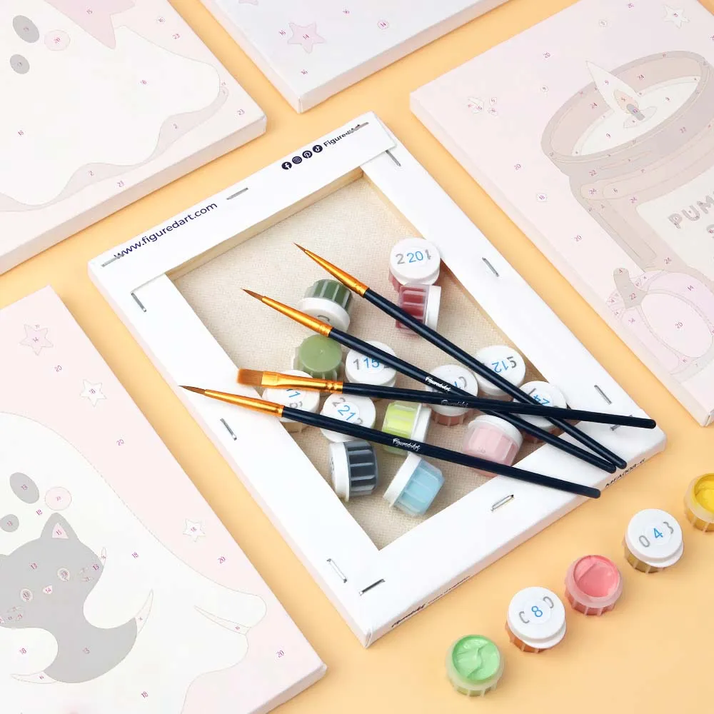 Figured'Art Roze Halloween mini schilderen op nummer 6 stuks