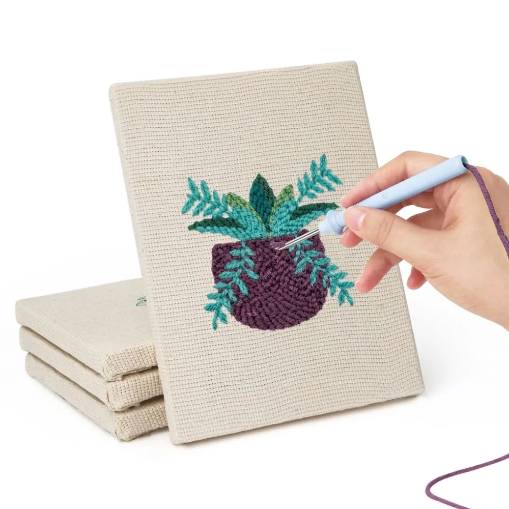 Figured'Art Punch Needle set Moderne Plantenpotten 4 stuks frames
