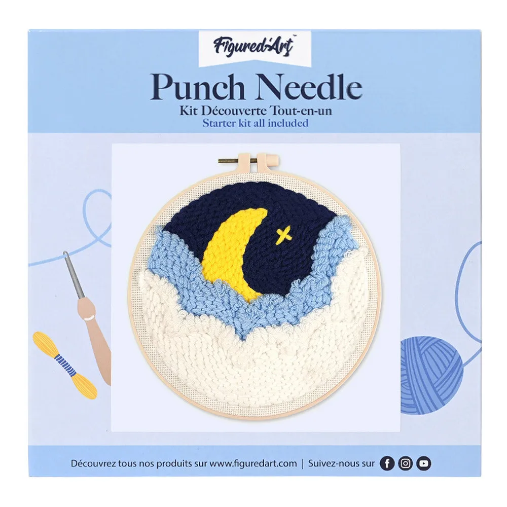 Figured'Art Verborgen maan punch needle pakket 20x20cm wol